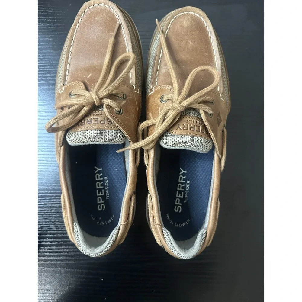 Sperry 2-Eye Top-Sider Boat Shoe Medium Brown Leather Men's Sz 9 W #STS22067